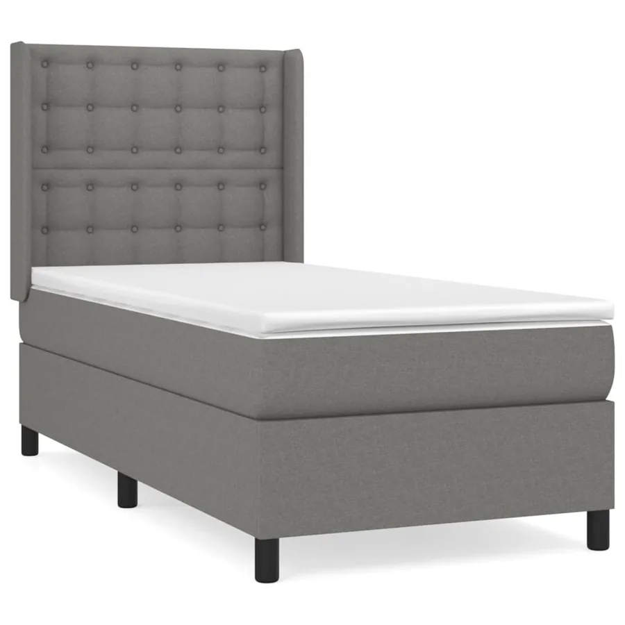 Sommier à lattes de lit avec matelas Gris foncé 100x200cm Tissu - 2