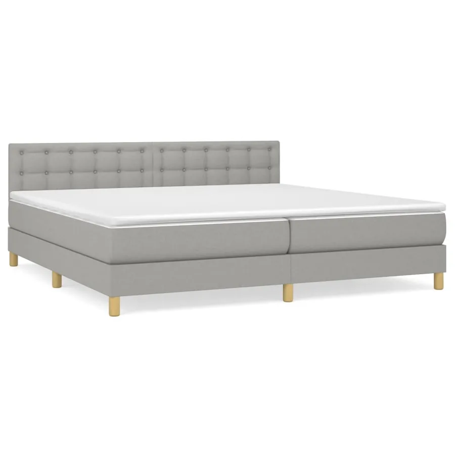 Sommier à lattes de lit avec matelas Gris clair 200x200cm Tissu - 2