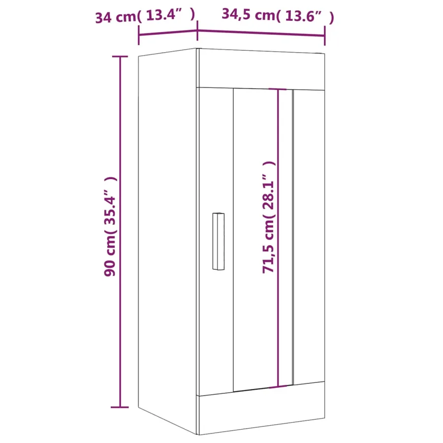 Armoire murale suspendue Sonoma gris 34,5x34x90 cm - 13