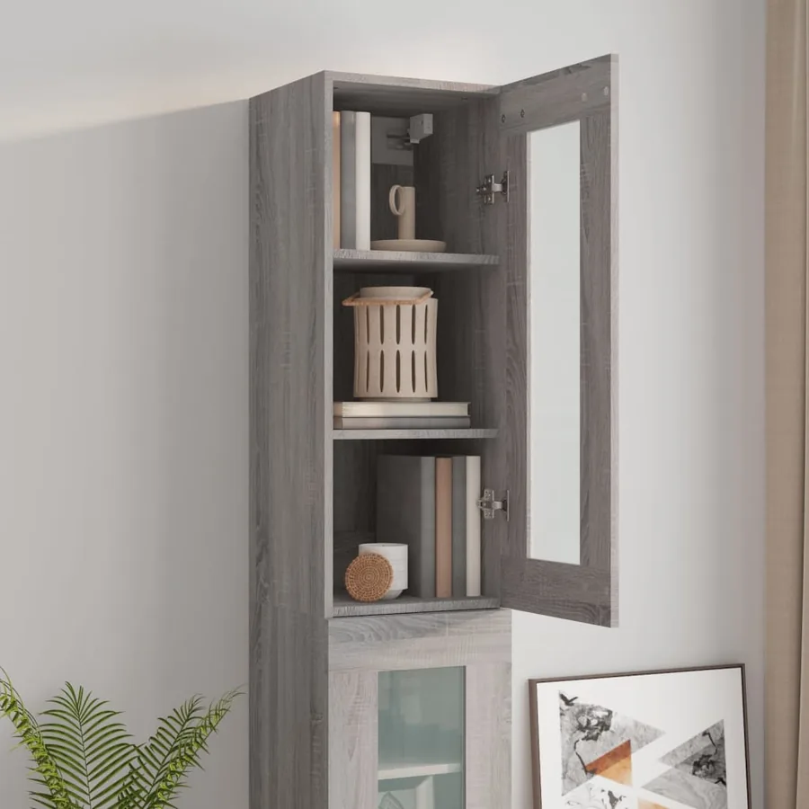 Armoire murale suspendue Sonoma gris 34,5x34x90 cm - 4