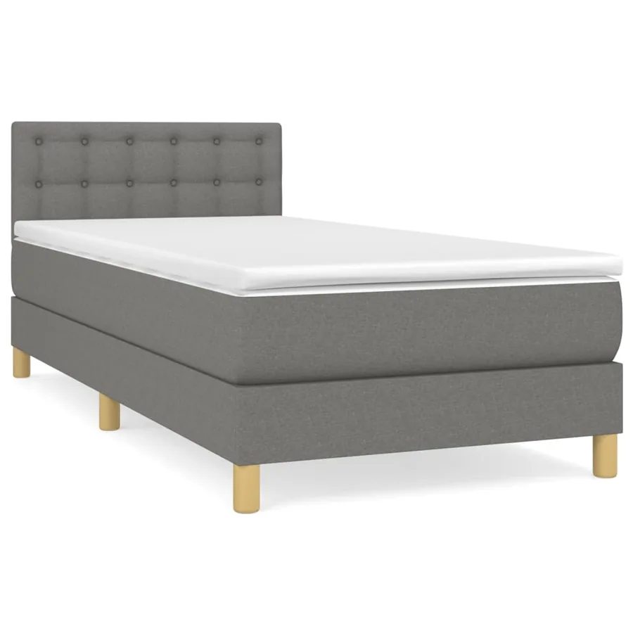 Sommier à lattes de lit avec matelas Gris foncé 100x200cm Tissu - 2