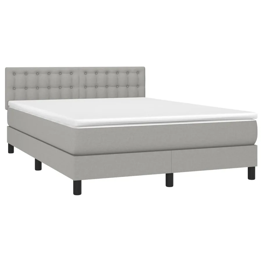 Sommier à lattes de lit avec matelas Gris clair 140x190cm Tissu - 3