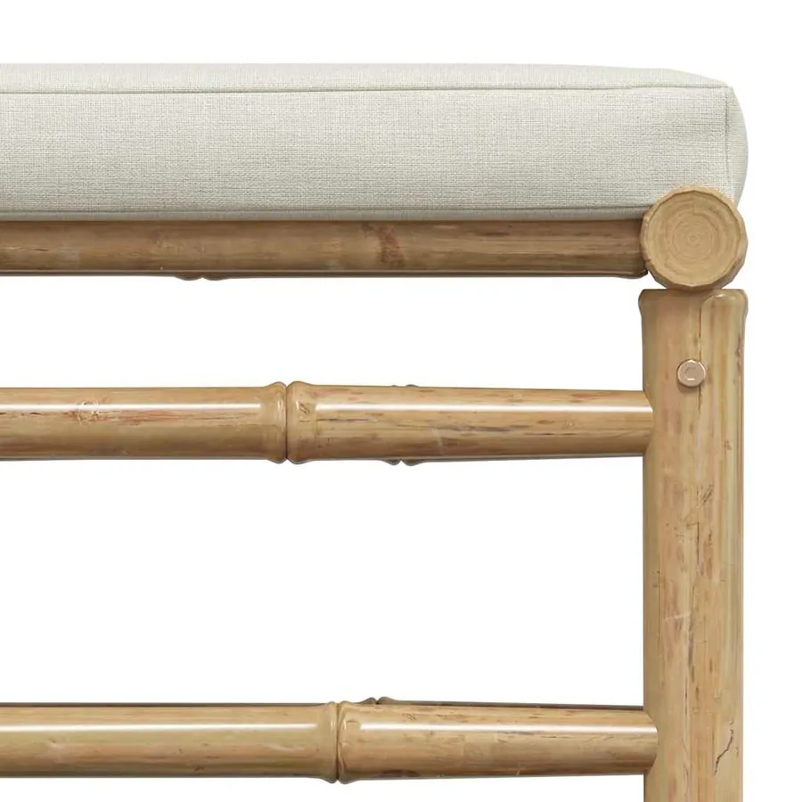Repose-pied de jardin avec coussin blanc crème Bambou - 9