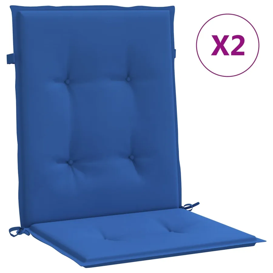 Coussins de chaise de jardin à dossier bas lot de 2 bleu royal - 2