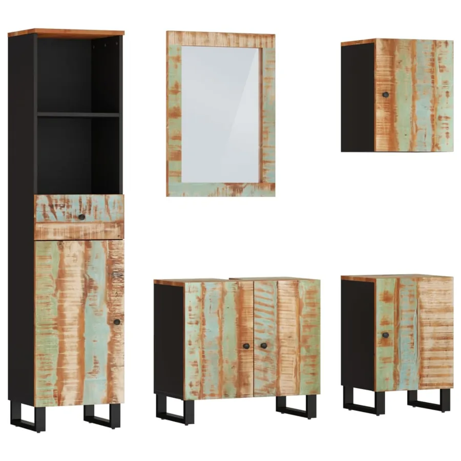 Ensemble de meubles de salle de bain 5 pcs bois massif récupéré - 2