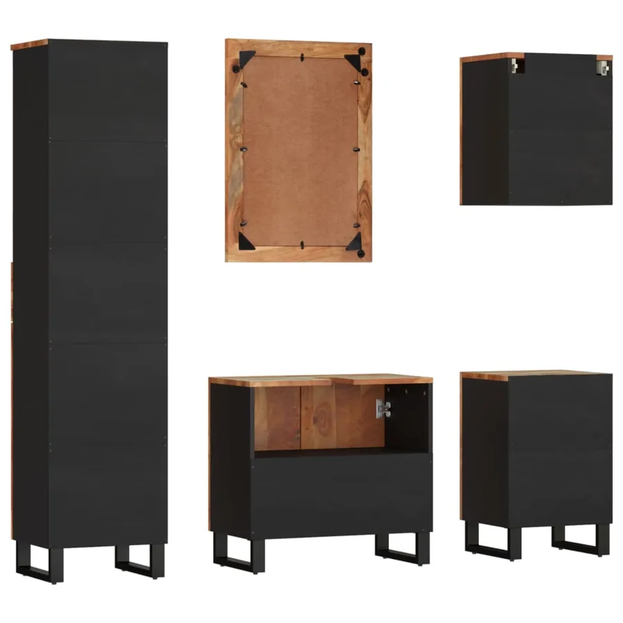 Ensemble de meubles de salle de bain 5 pcs bois massif récupéré - 4