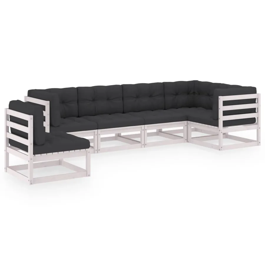 Salon de jardin 6 pcs avec coussins Bois de pin massif - 2