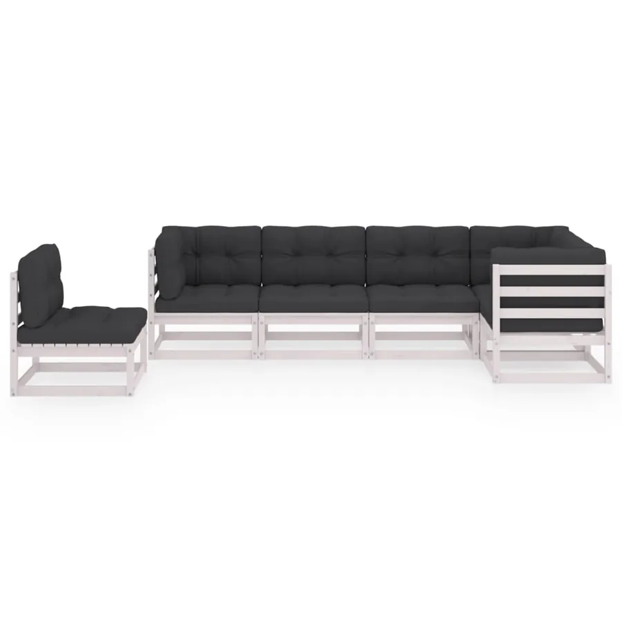 Salon de jardin 6 pcs avec coussins Bois de pin massif - 3