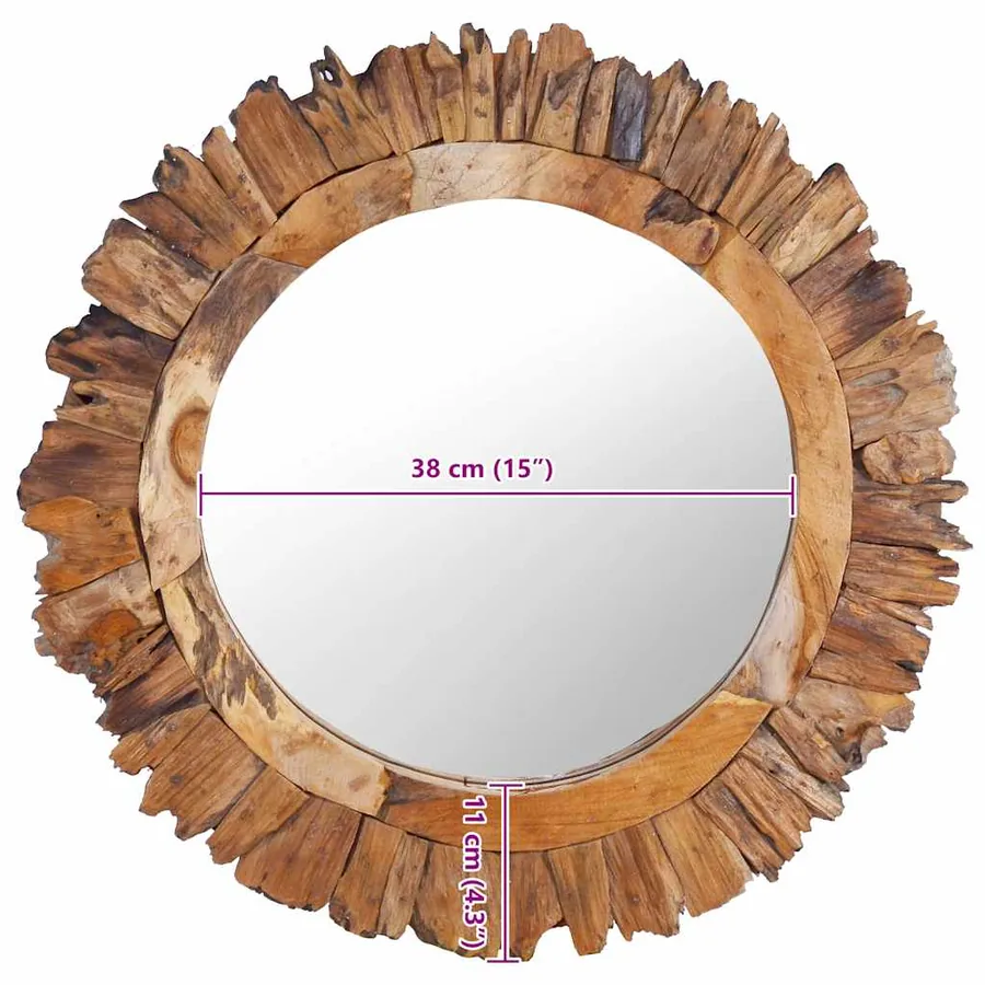 Miroir mural 60 cm Teck Rond - 6