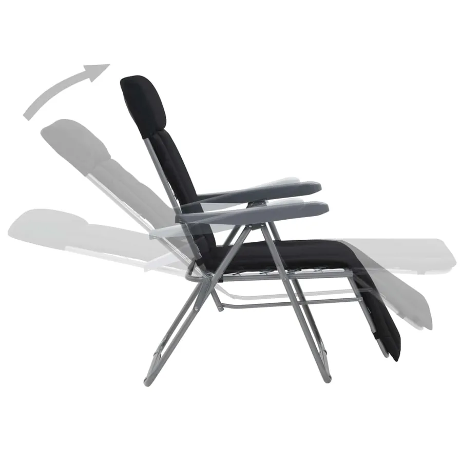 Chaises pliables de jardin avec coussins lot de 2 Noir - 3