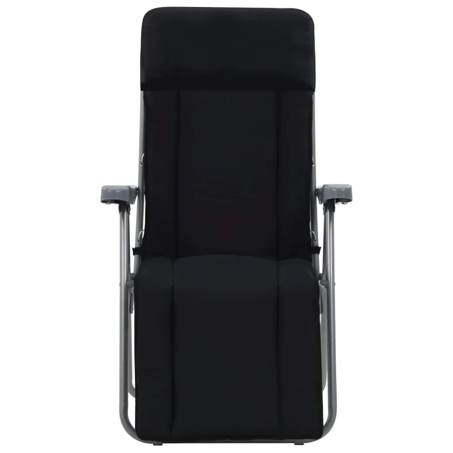 Chaises pliables de jardin avec coussins lot de 2 Noir - 4
