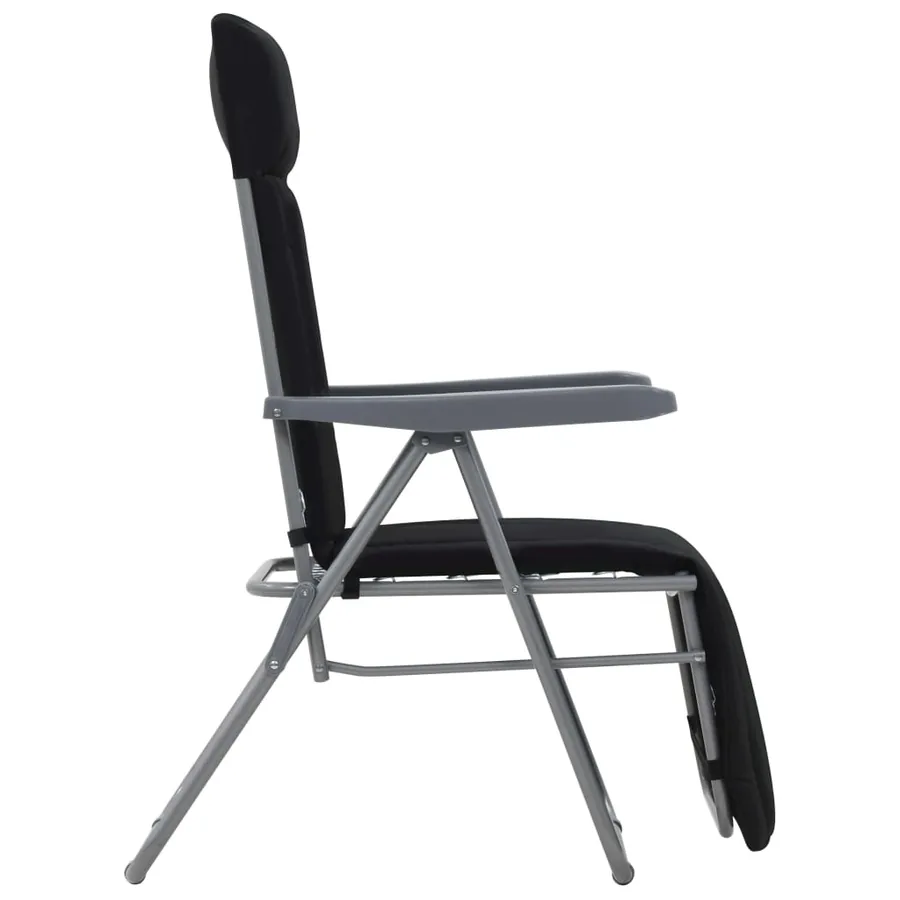 Chaises pliables de jardin avec coussins lot de 2 Noir - 5