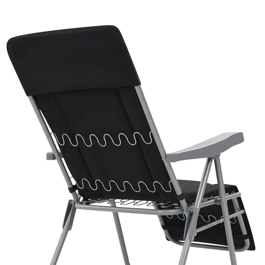 Chaises pliables de jardin avec coussins lot de 2 Noir - 6