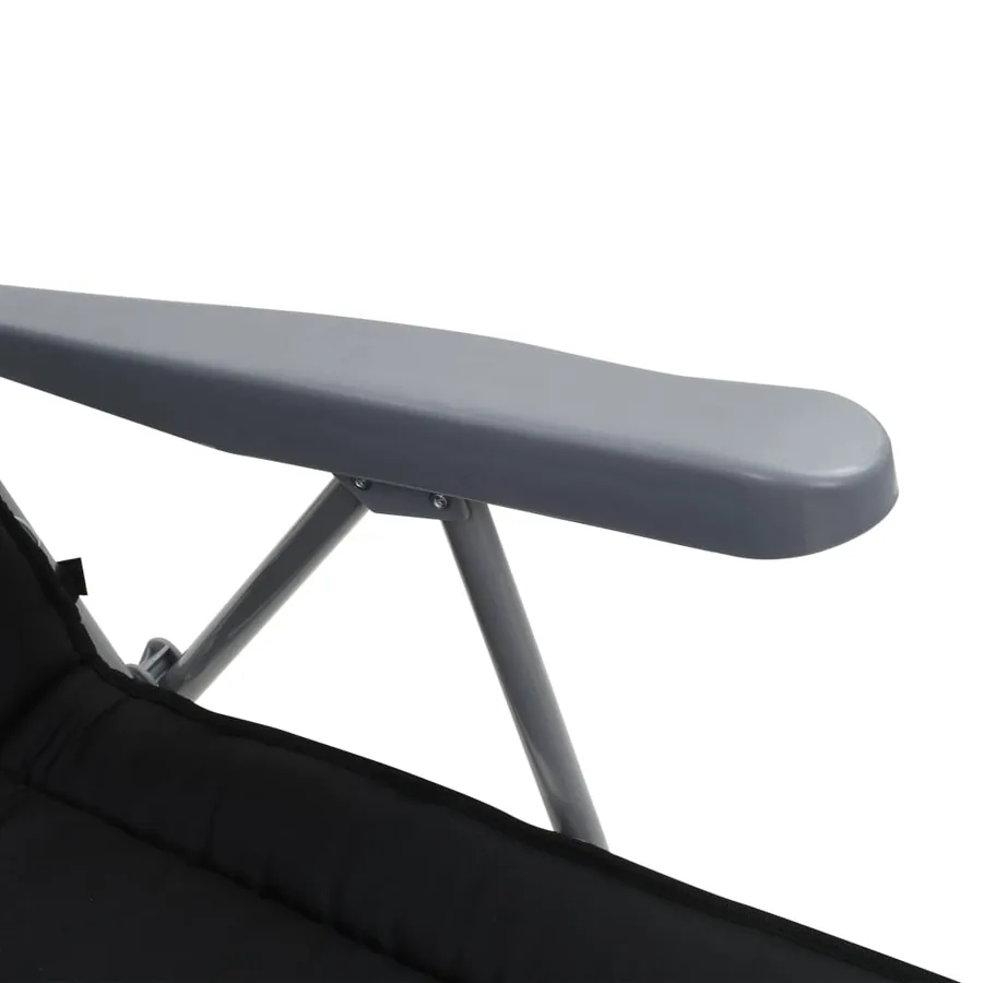 Chaises pliables de jardin avec coussins lot de 2 Noir - 8