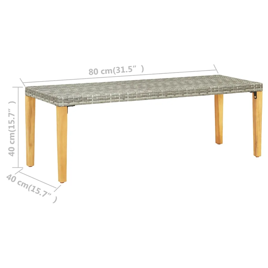 Banc de jardin 80 cm Résine tressée Gris - 5