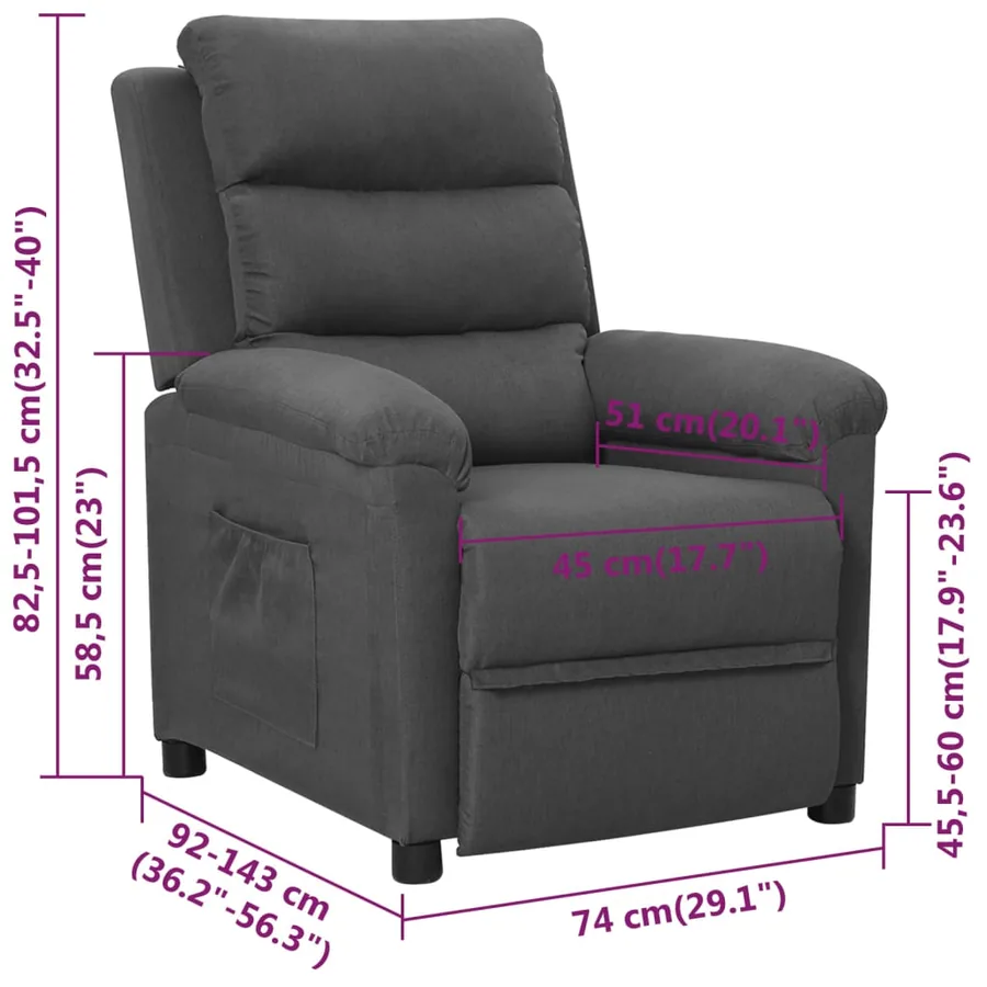 Fauteuil inclinable Gris foncé Tissu - 11
