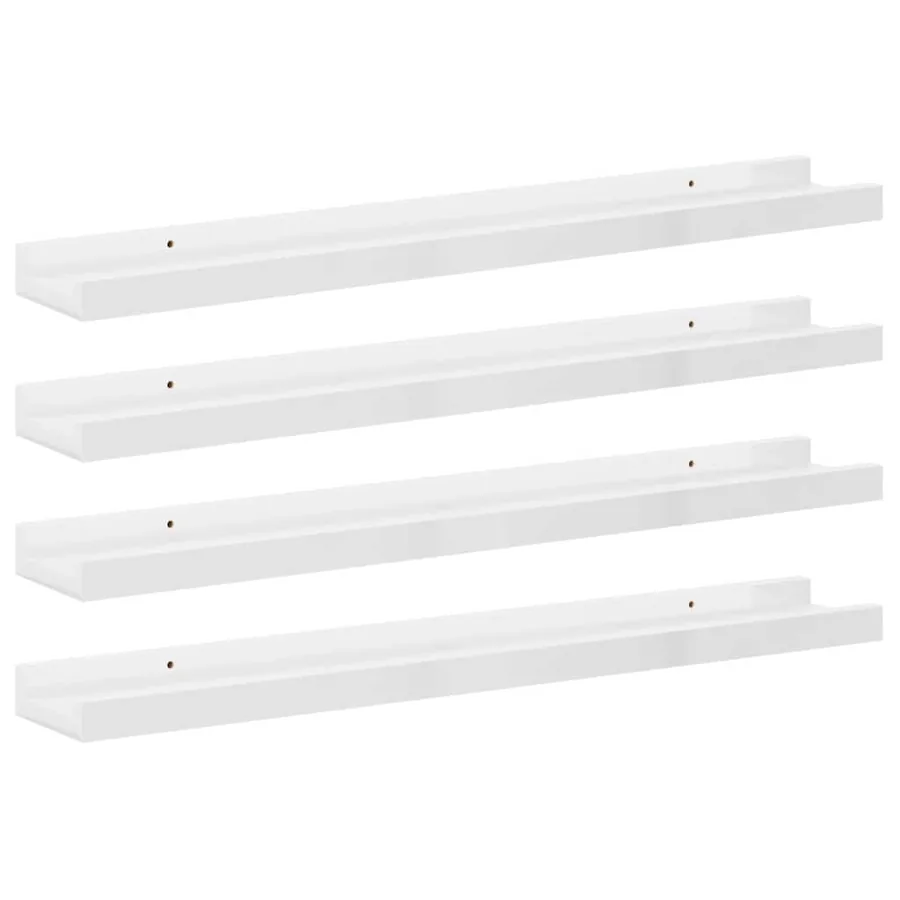 Étagères murales 4 pcs Blanc brillant 60x9x3 cm - 2