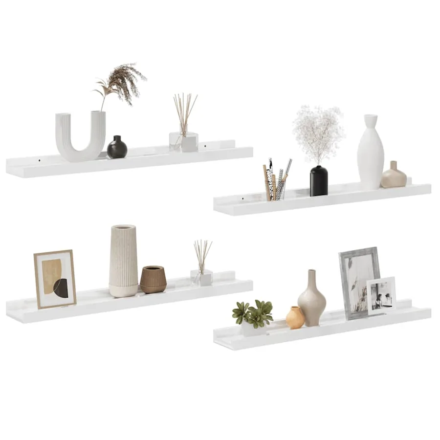 Étagères murales 4 pcs Blanc brillant 60x9x3 cm - 4