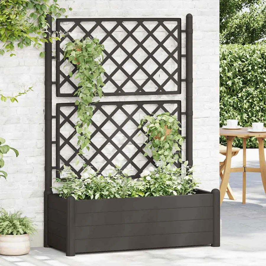 Jardinière avec treillis 100x43x142 cm PP Anthracite - 3