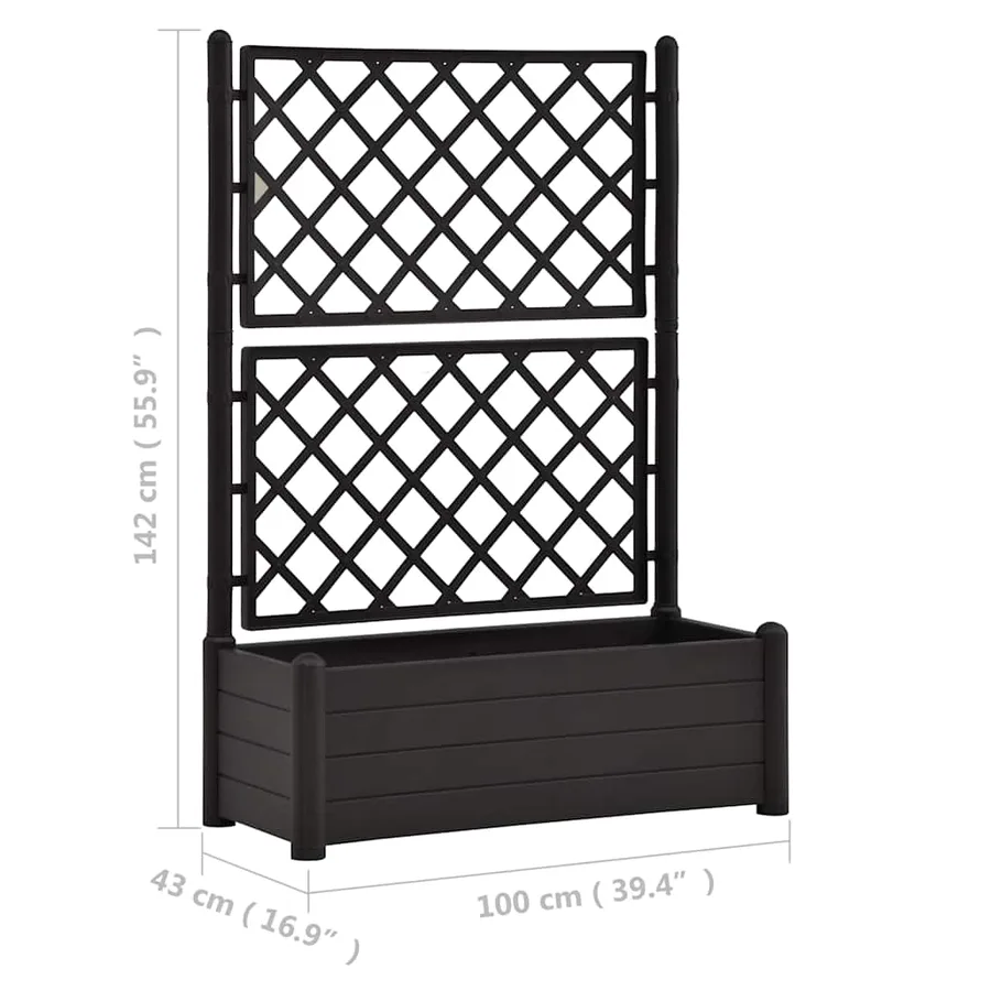 Jardinière avec treillis 100x43x142 cm PP Anthracite - 8