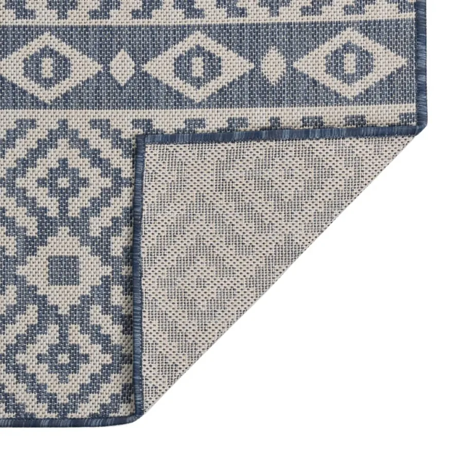 Tapis à tissage plat d'extérieur 80x150 cm Rayures bleues - 2