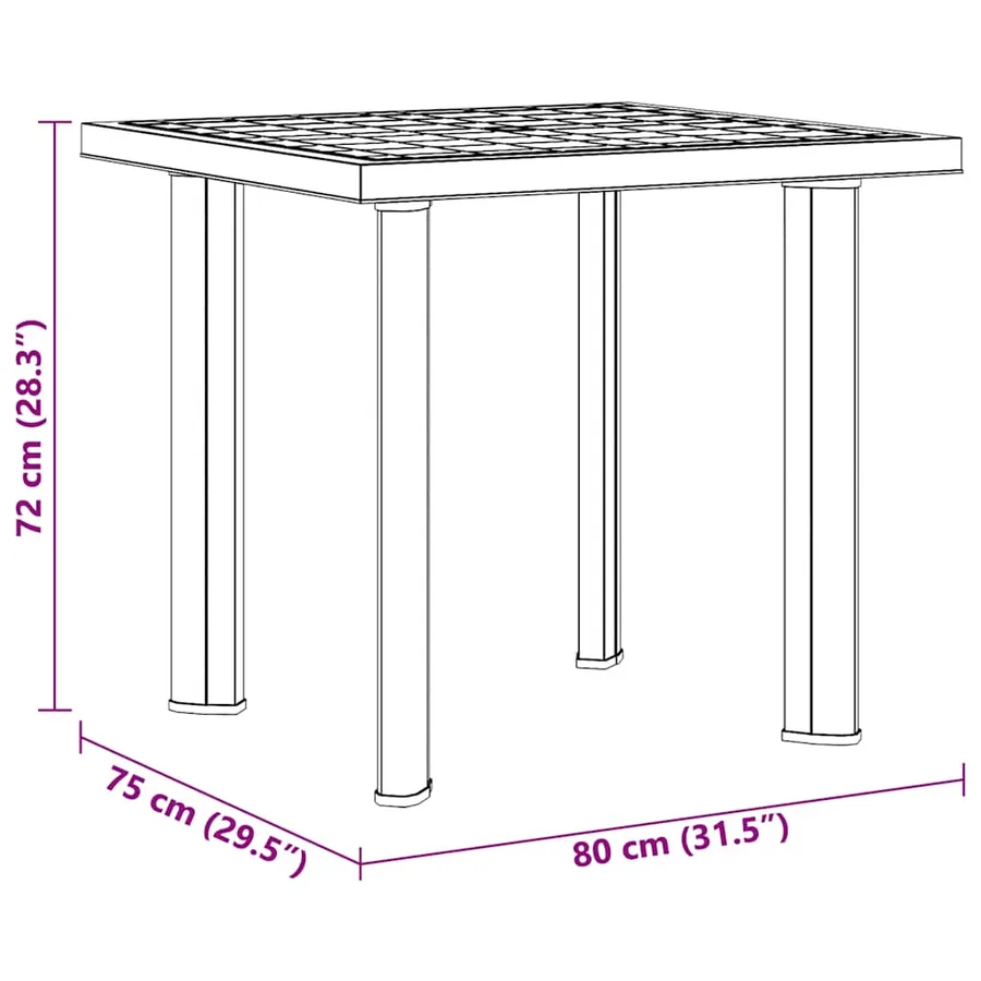 Table de jardin Blanc 80x75x72 cm Plastique - 10