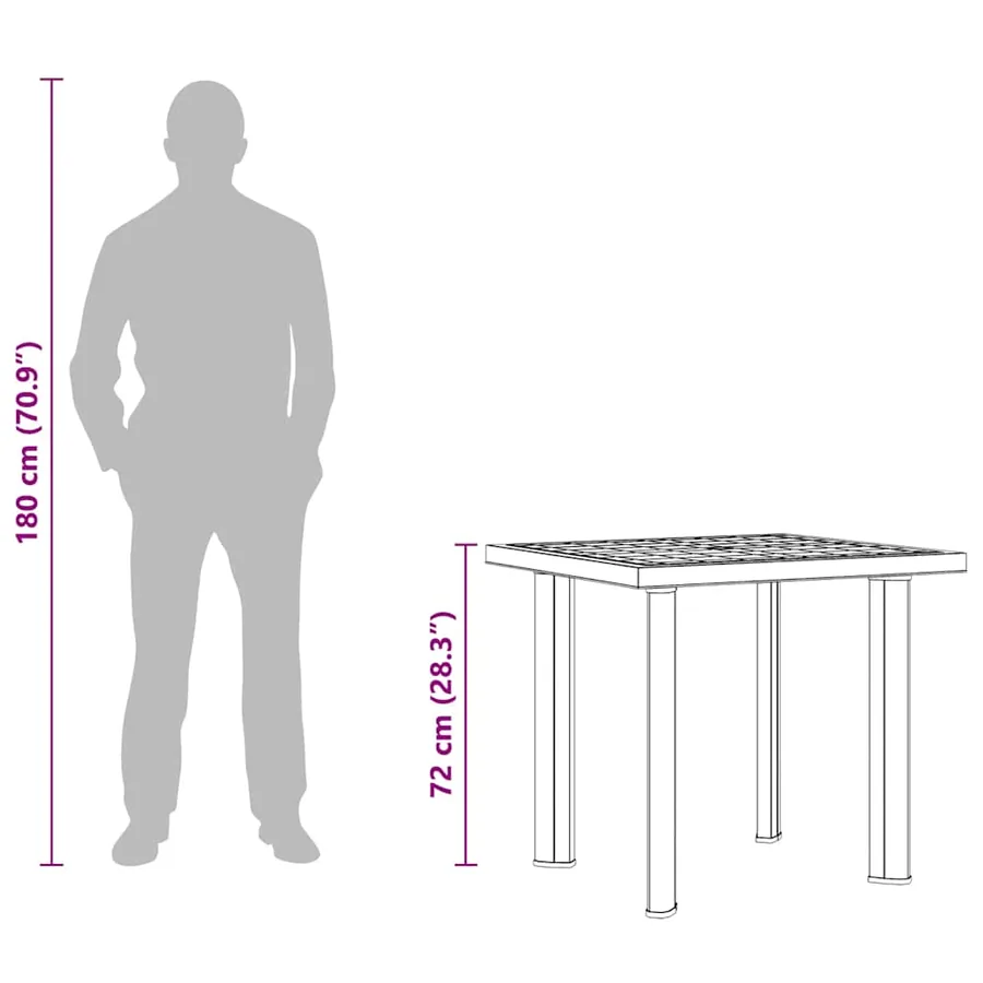 Table de jardin Blanc 80x75x72 cm Plastique - 11