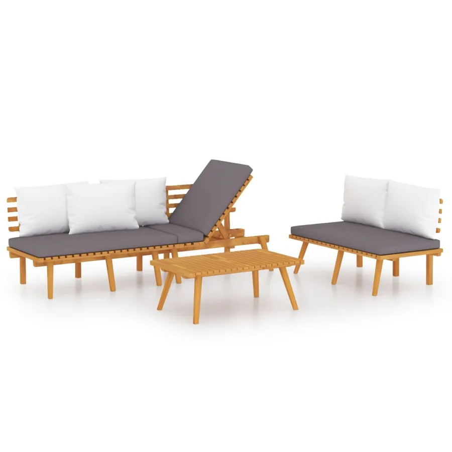 Salon de jardin 3 pcs avec coussins Bois d'acacia massif - 2