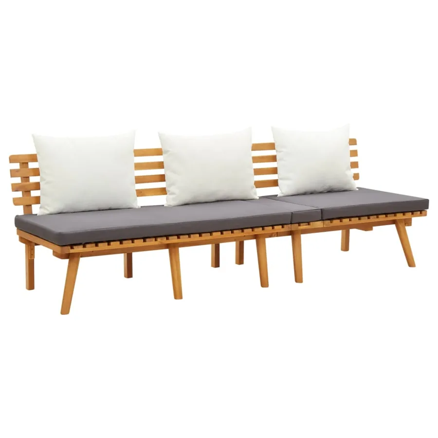 Salon de jardin 3 pcs avec coussins Bois d'acacia massif - 4