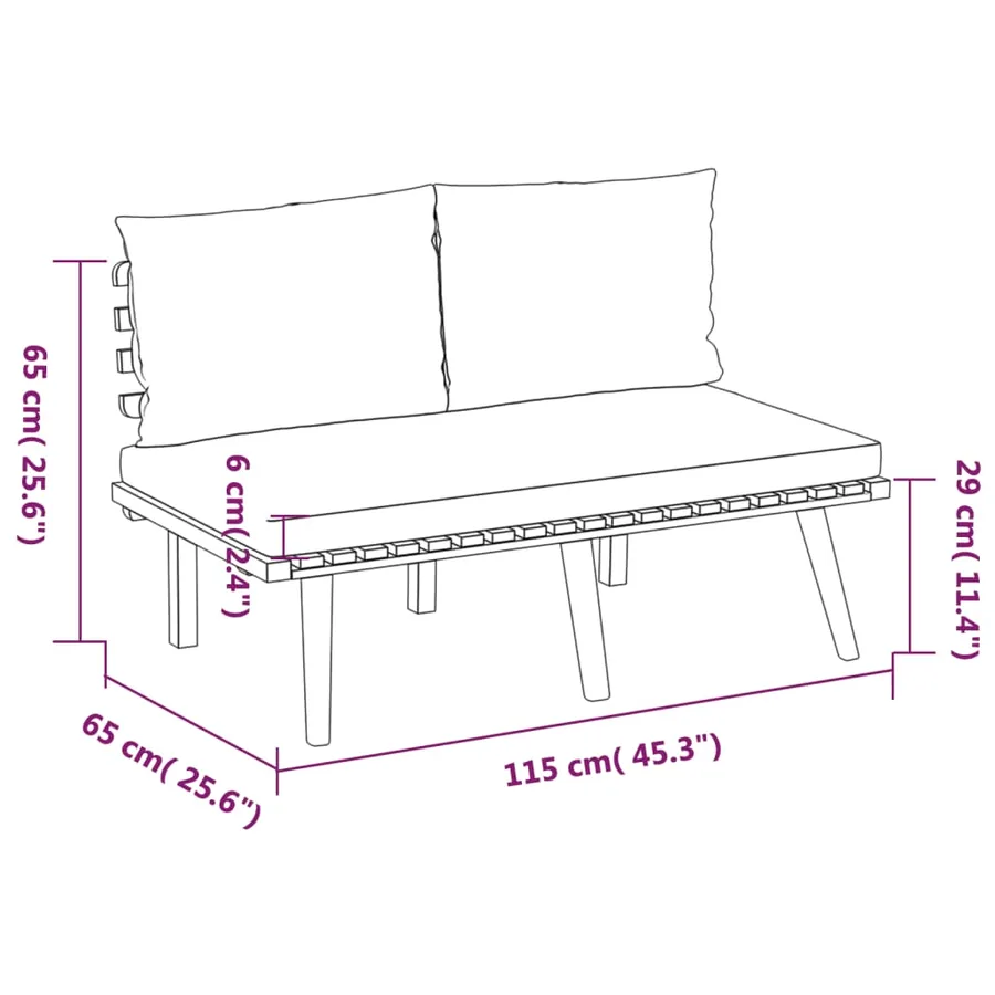 Salon de jardin 3 pcs avec coussins Bois d'acacia massif - 8
