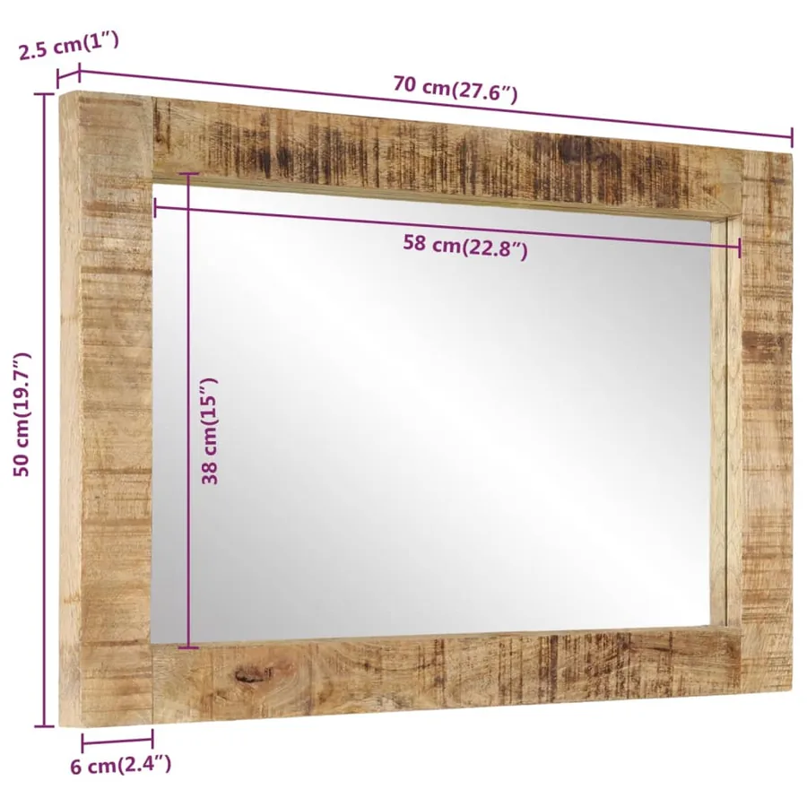 Miroir 70x50 cm bois de manguier massif et verre - 9