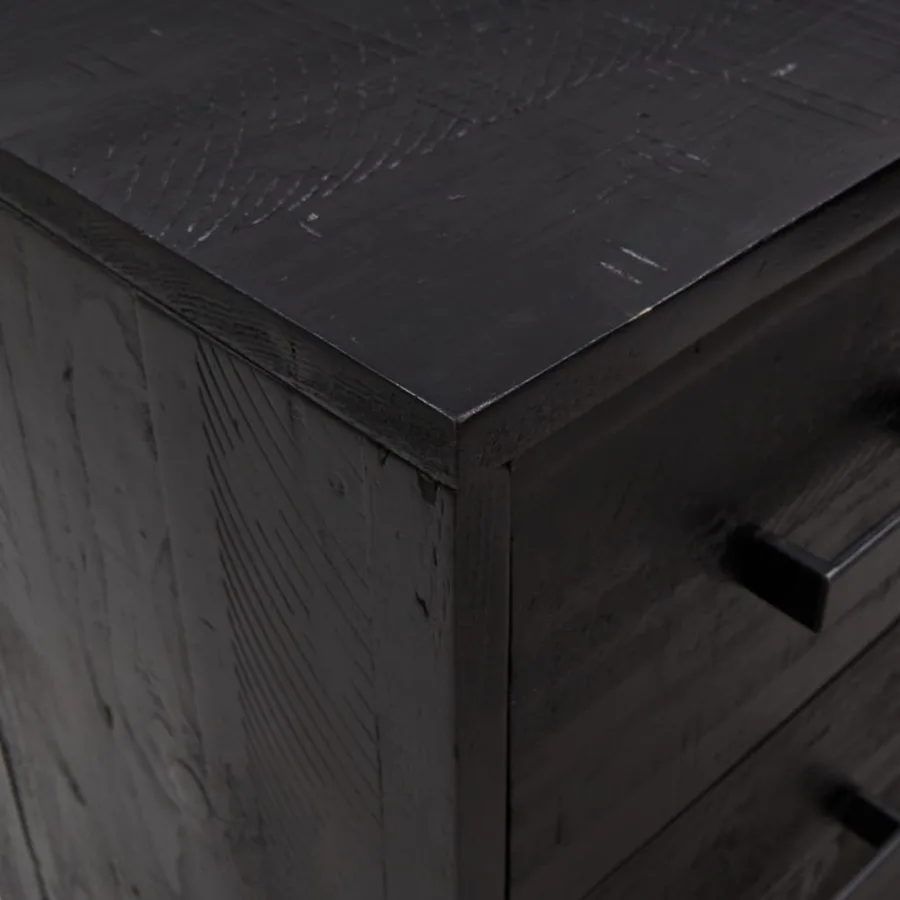 Commode Noir 75x35x70 cm Bois de pin massif - 6