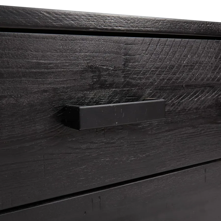 Commode Noir 75x35x70 cm Bois de pin massif - 7