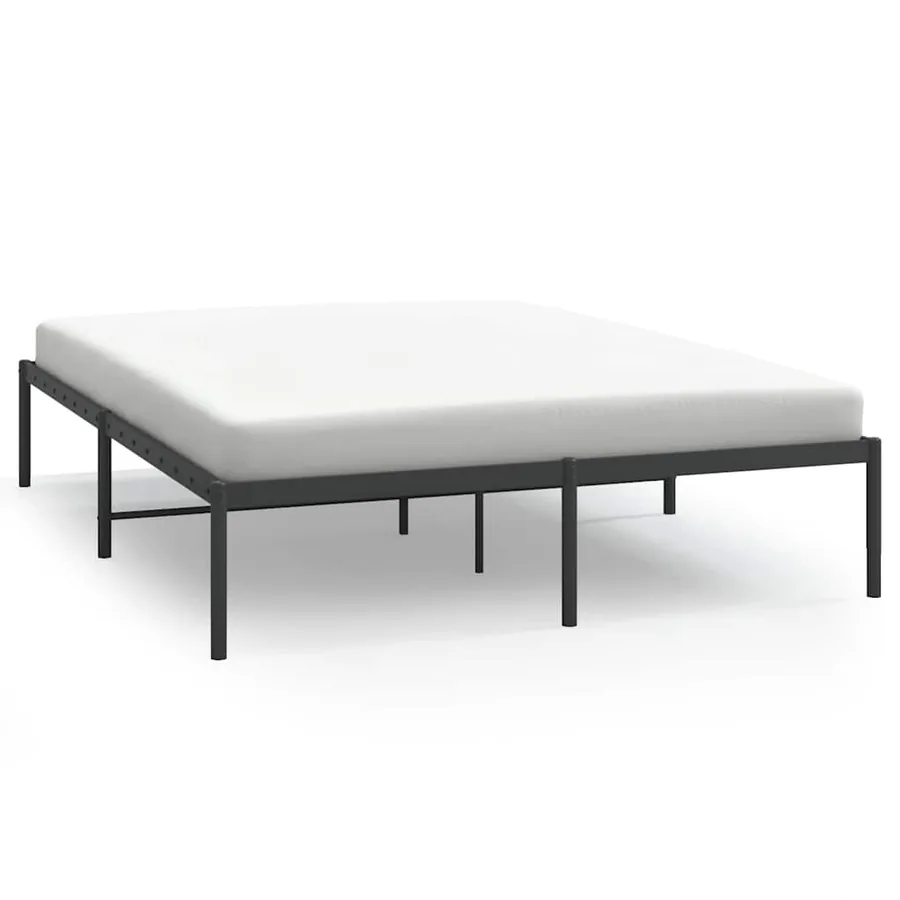 Cadre de lit métal sans matelas noir 140x190 cm - 2
