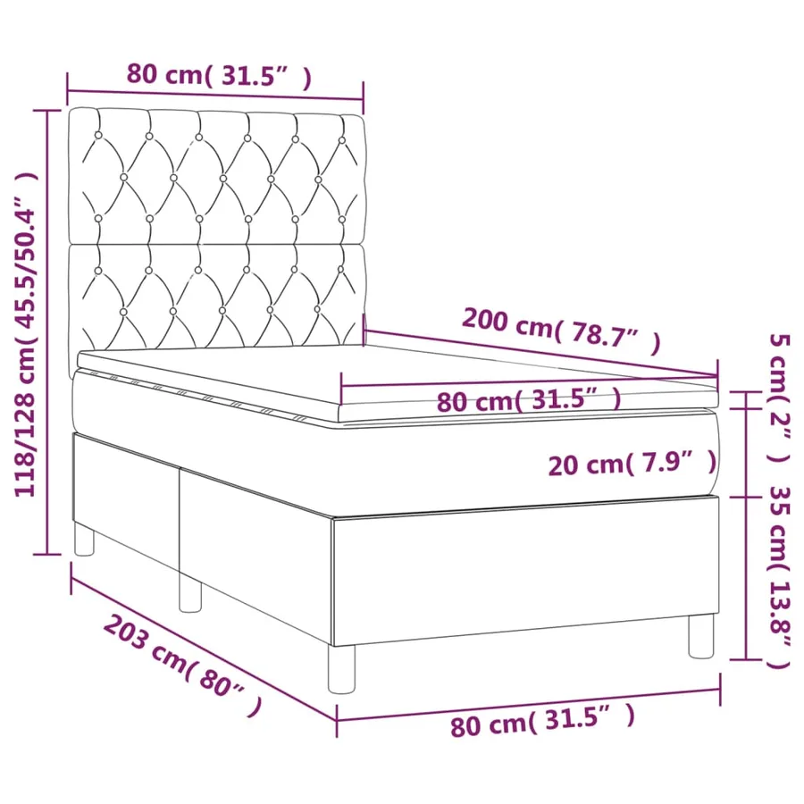 Sommier à lattes de lit avec matelas Marron foncé 80x200 cm - 6