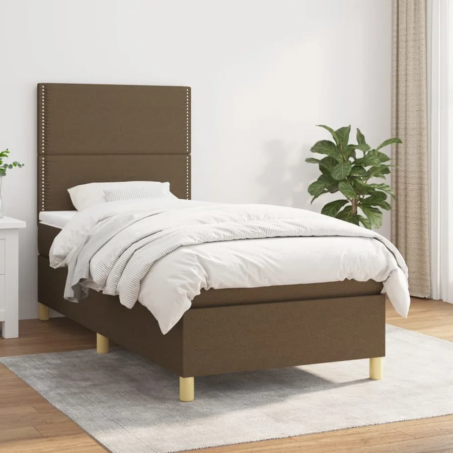 Sommier à lattes de lit avec matelas Marron foncé 100x200 cm