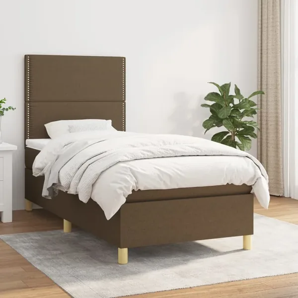 Sommier à lattes de lit avec matelas Marron foncé 100x200 cm