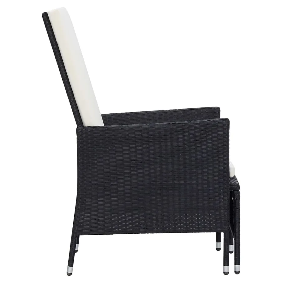 Salon de jardin 3 pcs avec coussins Résine tressée Noir - 5