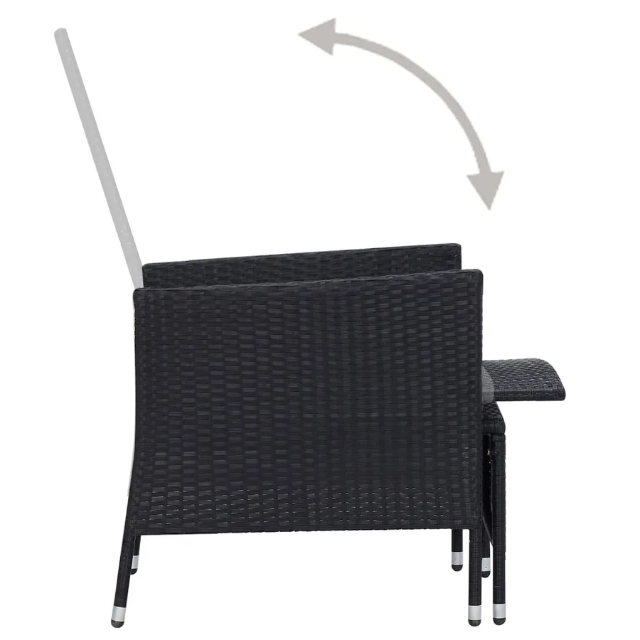 Salon de jardin 3 pcs avec coussins Résine tressée Noir - 6