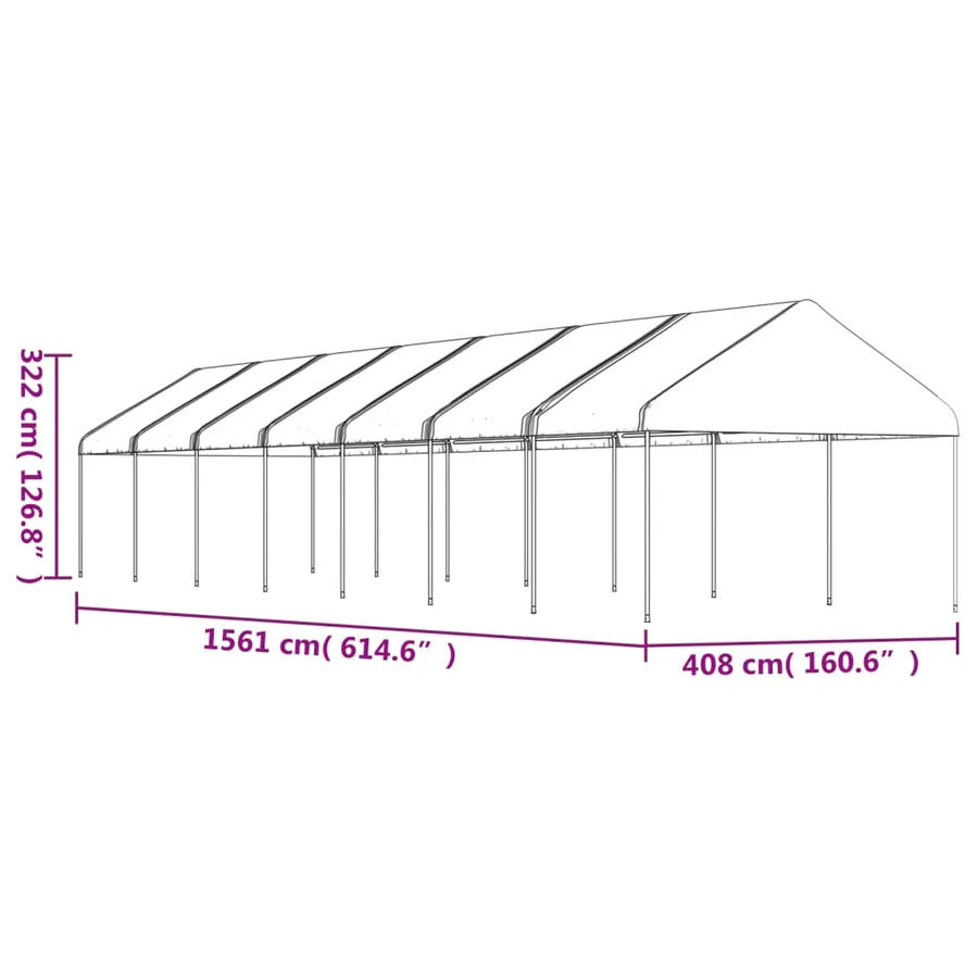 Belvédère avec toit blanc 15,61x4,08x3,22 m polyéthylène - 5