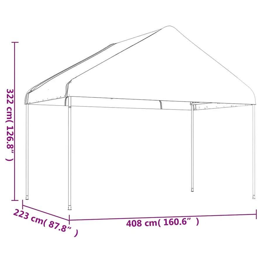 Belvédère avec toit blanc 15,61x4,08x3,22 m polyéthylène - 6