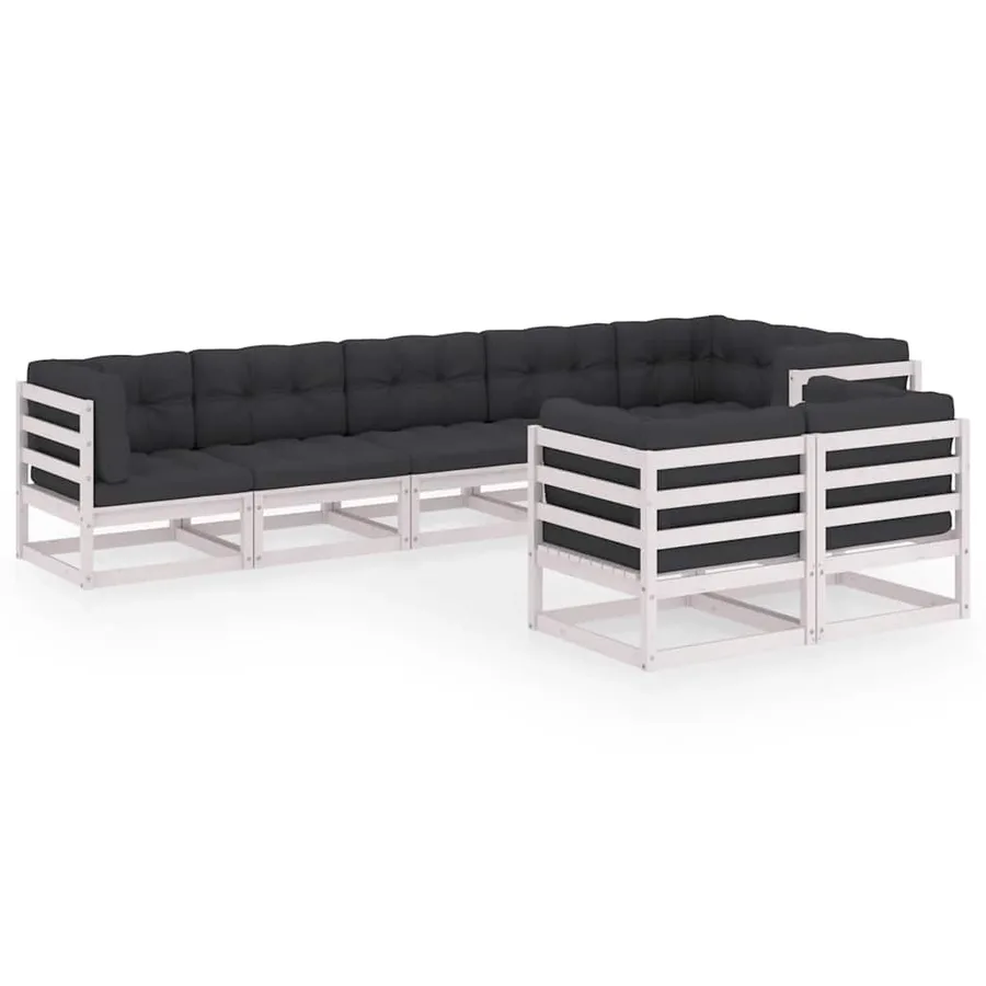 Salon de jardin 8 pcs avec coussins Bois de pin massif - 2