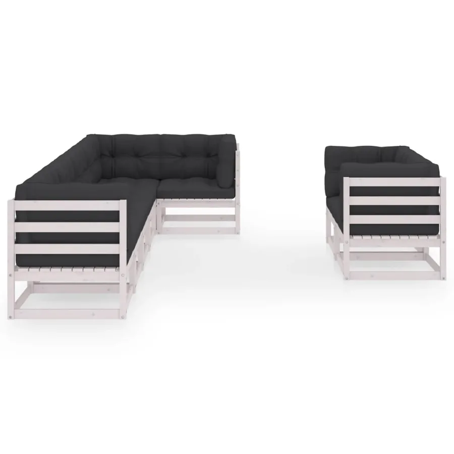 Salon de jardin 8 pcs avec coussins Bois de pin massif - 3
