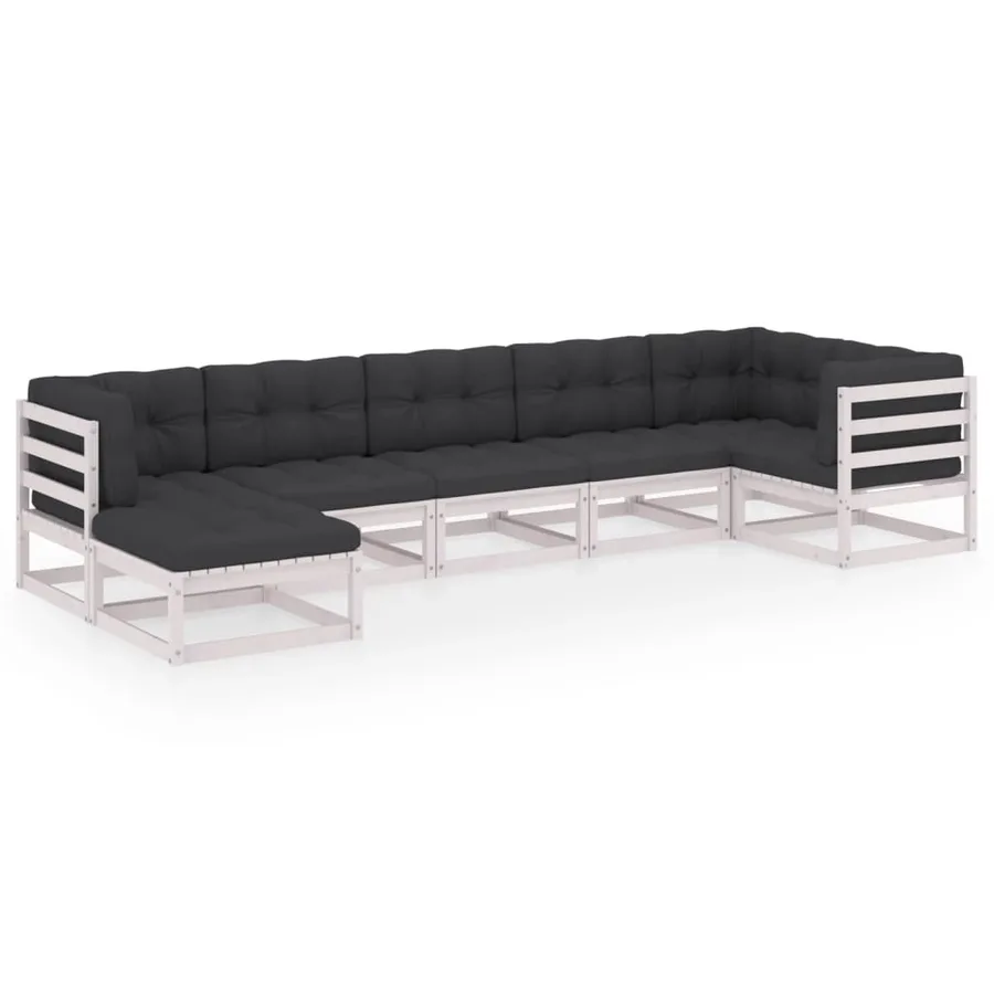 Salon de jardin 7 pcs avec coussins Bois de pin massif - 2