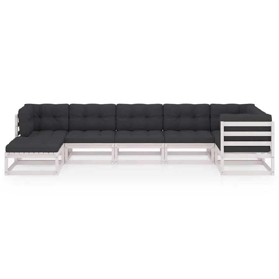 Salon de jardin 7 pcs avec coussins Bois de pin massif - 3
