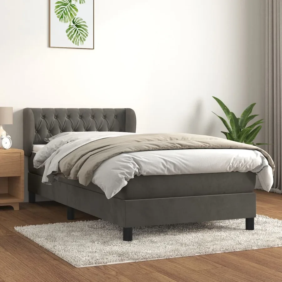 Sommier à lattes de lit avec matelas Gris foncé 100x200 cm
