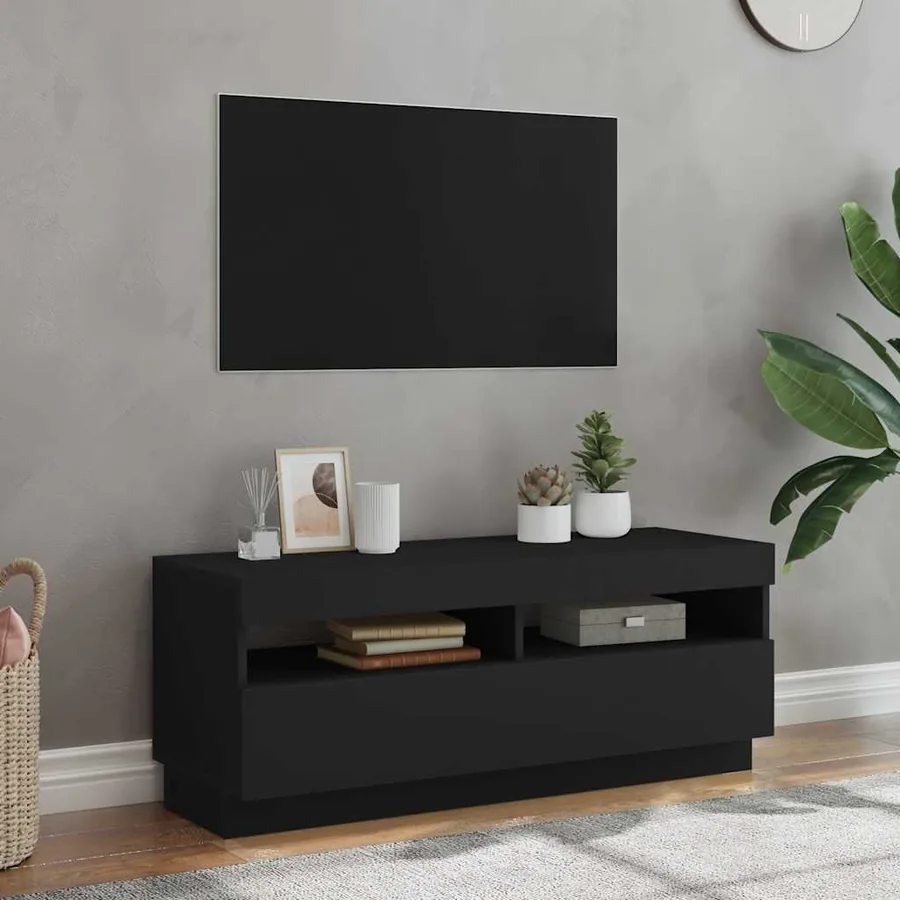 Meuble TV avec lumières LED noir 100x35x40 cm