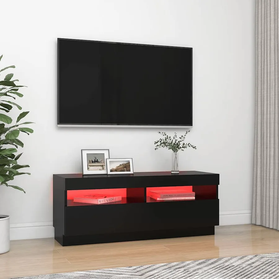 Meuble TV avec lumières LED noir 100x35x40 cm - 3