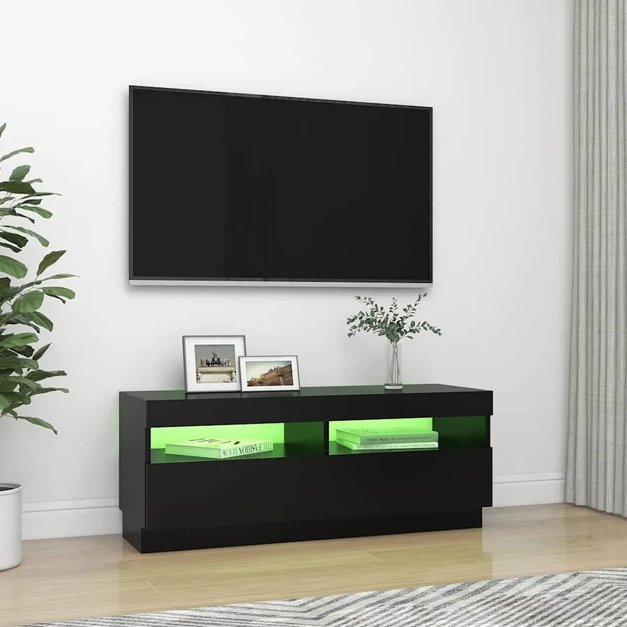 Meuble TV avec lumières LED noir 100x35x40 cm - 4