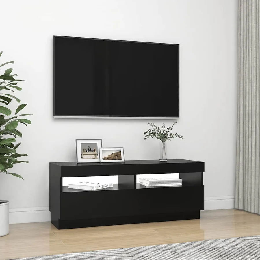 Meuble TV avec lumières LED noir 100x35x40 cm - 5